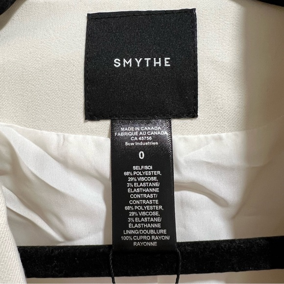 NEW NWT SMYTHE Taped Not A DB Blazer Jacket In Tennis Ivory & Green - Picture 9 of 9